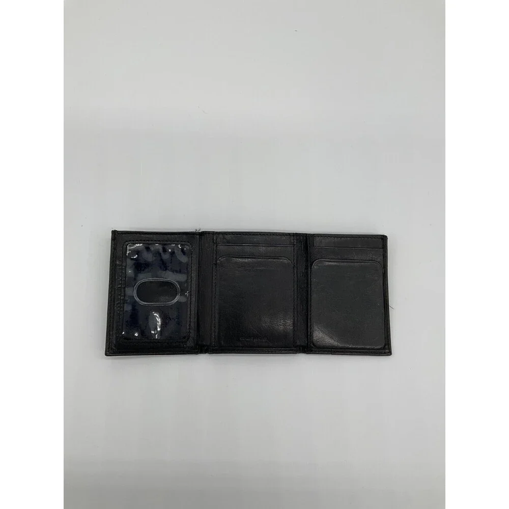 Fossil Wallet Black Genuine Leather‎ Trifold ID & Card Slots
